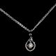 Fancy Oval with Floral Hanging 925 Sterling Silver Necklace